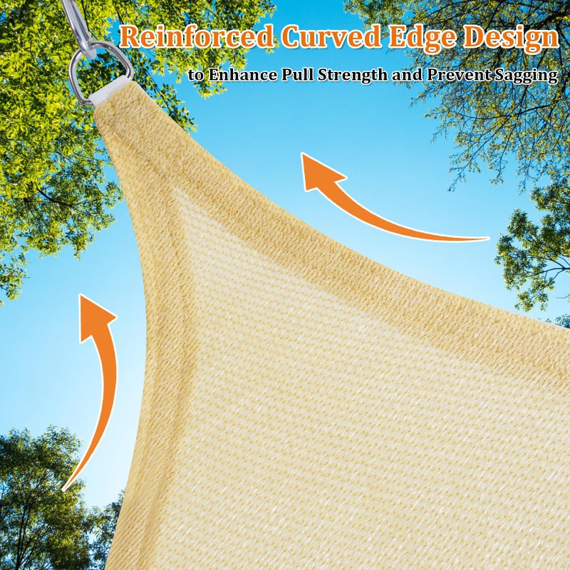 Shade&Beyond Triangle Sun Shade Sail 20'X20'X20' Permeable Canopy Sand for Patio Garden Yard Deck Pergola (We Make Custom Size) - Image 5